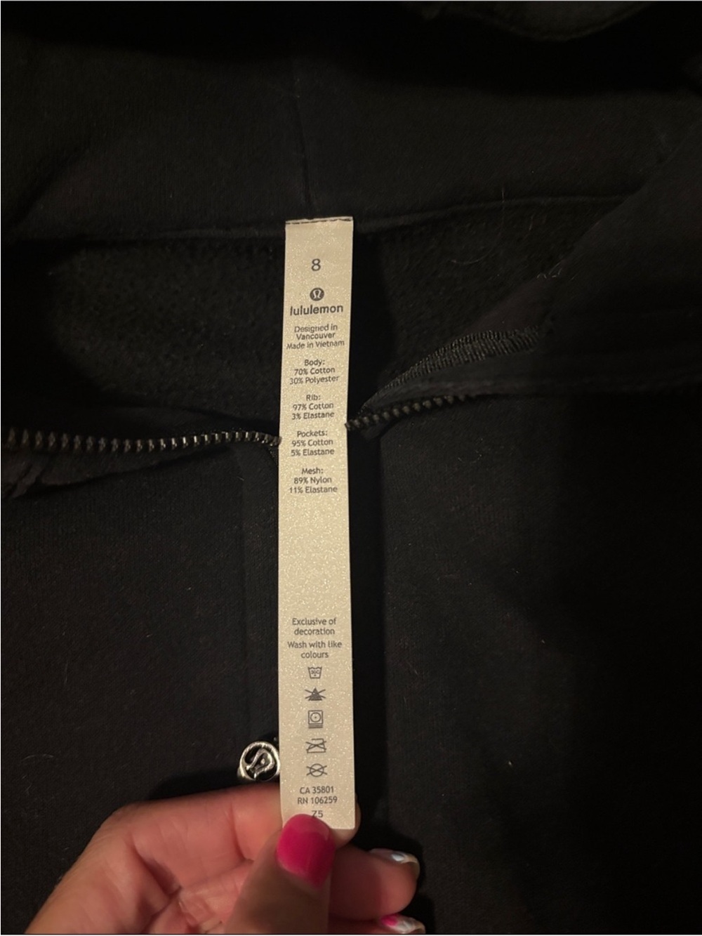 Lululemon Black Hooded Zip-Up Scuba Hoodie - Picture 4 of 6